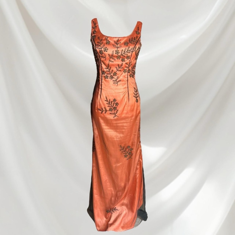 Vintage | Orange Beaded Formal Dress